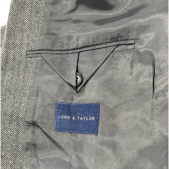 Lauren Ralph Lauren 48L Gray Herringbone Wool Blazer With Notched Lapel DH8 - Picture 7 of 11